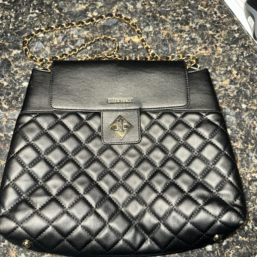 Ellen Tracy Black Handbag Classy Boho‎ Quilted Design MSRP $168